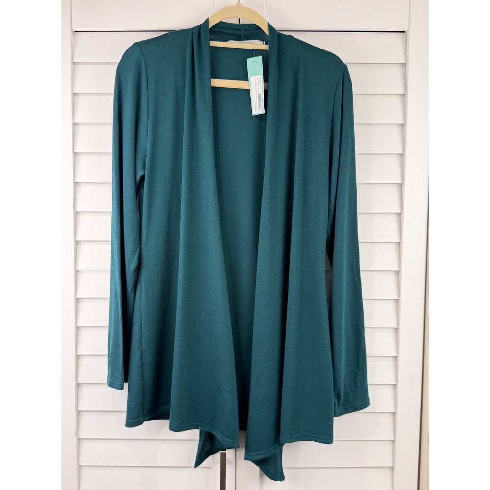 41 Hawthorn Abrianna Knit Cardigan XL Dark Green Open Front Long Sleeve NEW